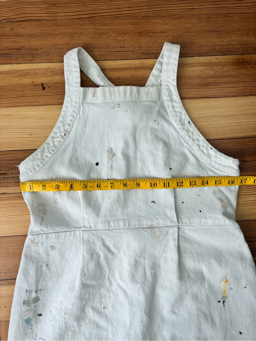 Rachel Comey White Painter's Apron Dress with Paint Splatter - Picture 9 of 10